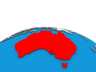 Image showing Australia on globe in red