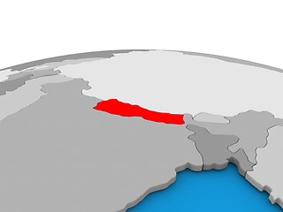 Image showing Nepal on globe in red