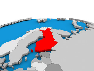 Image showing Finland on globe in red
