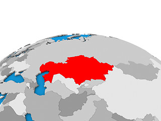 Image showing Kazakhstan on globe in red