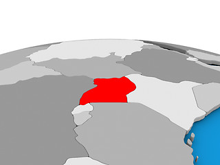 Image showing Uganda on globe in red