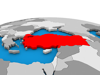 Image showing Turkey on globe in red