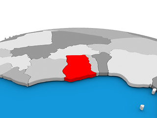 Image showing Ghana on globe in red