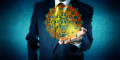 Image showing Business Consultant Showing A Global Network