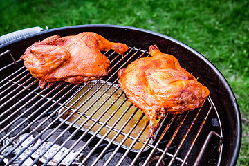 Image showing Grilled duck outdoors