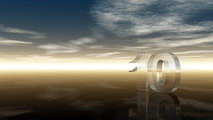 Image showing glass number ten under cloudy sky - 3d rendering