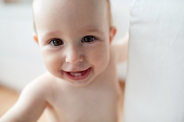 Image showing close up of happy little baby boy or girl at home