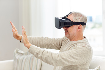 Image showing old man in virtual reality headset or 3d glasses