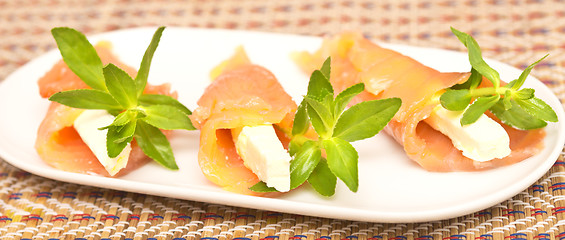 Image showing appetizers with red fish