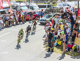 Image showing Three Cyclists on Col du Glandon - Tour de France 2015