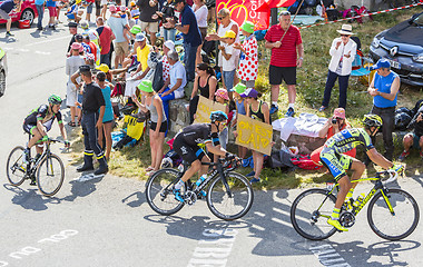 Image showing Three Cyclists on Col du Glandon - Tour de France 2015