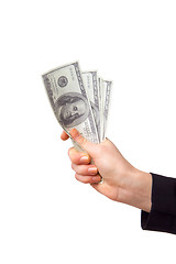 Image showing Hand with money isolated on a white background