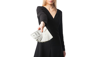 Image showing Woman hold dollars, close up