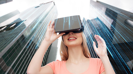 Image showing woman in virtual reality headset or 3d glasses