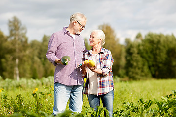 Image showing senior couple with vegetables on farm