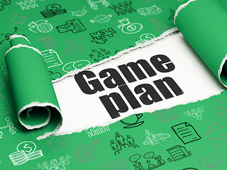 Image showing Business concept: black text Game Plan under the piece of  torn paper