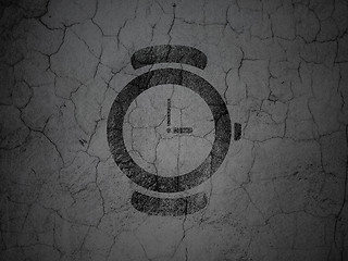 Image showing Timeline concept: Watch on grunge wall background