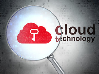 Image showing Cloud networking concept: Cloud With Key and Cloud Technology with optical glass