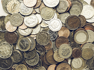 Image showing Vintage Euro and Pounds coins