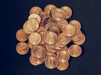 Image showing Vintage Dollar coins 1 cent wheat penny cent