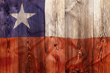 Image showing National flag of Chile, wooden background