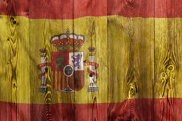 Image showing National flag of Spain, wooden background