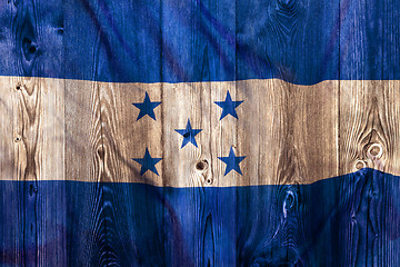 Image showing National flag of Honduras, wooden background