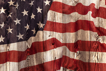 Image showing National flag of USA, wooden background