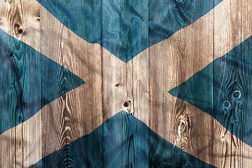 Image showing National flag of Scotland, wooden background