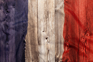 Image showing National flag of France, wooden background