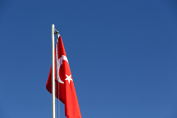 Image showing National flag of Turkey on a flagpole