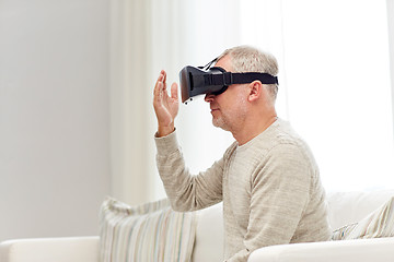 Image showing old man in virtual reality headset or 3d glasses