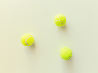 Image showing close up of three yellow tennis balls