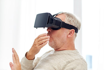 Image showing old man in virtual reality headset or 3d glasses