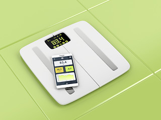 Image showing Smart body analyzer and smartphone