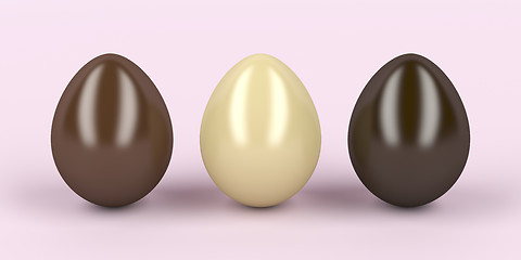 Image showing Three chocolates eggs