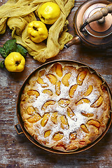 Image showing Rustic baked pie with quince