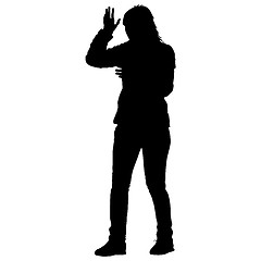 Image showing Black silhouettes of beautiful woman on white background.