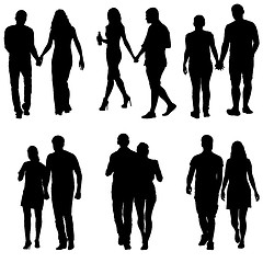 Image showing Couples man and woman silhouettes on a white background. illustration