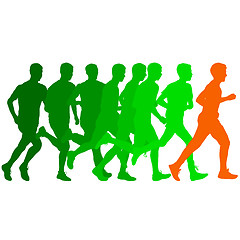 Image showing Set of silhouettes. Runners on sprint, men. illustration