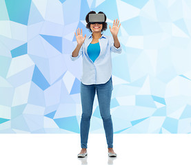 Image showing woman in virtual reality headset or 3d glasses