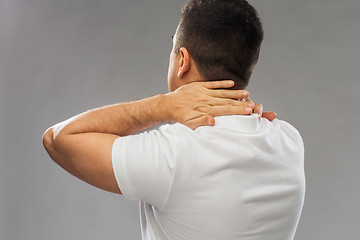 Image showing close up of man suffering from neck pain