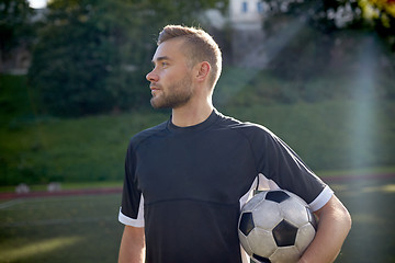 Image showing soccer player with ball on football field