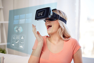 Image showing woman in virtual reality headset or 3d glasses