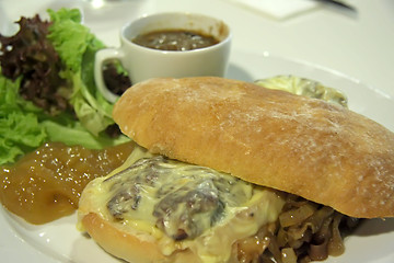 Image showing Cheese steak sandwich