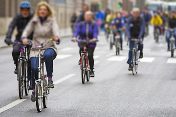 Image showing Group of cyclist during the street race
