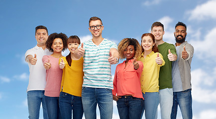 Image showing international group of people showing thumbs up