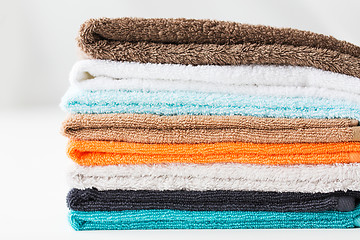 Image showing close up of stacked bath towels