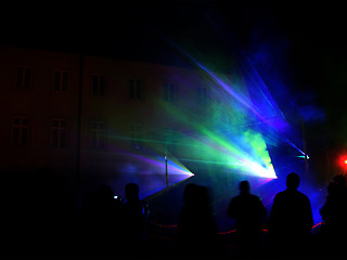 Image showing Colourful Laser show rays stream