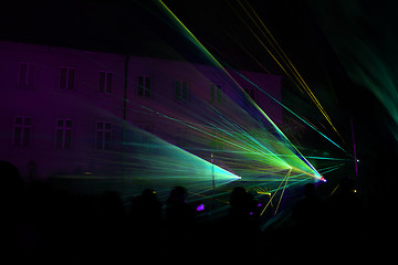 Image showing Colourful Laser show rays stream